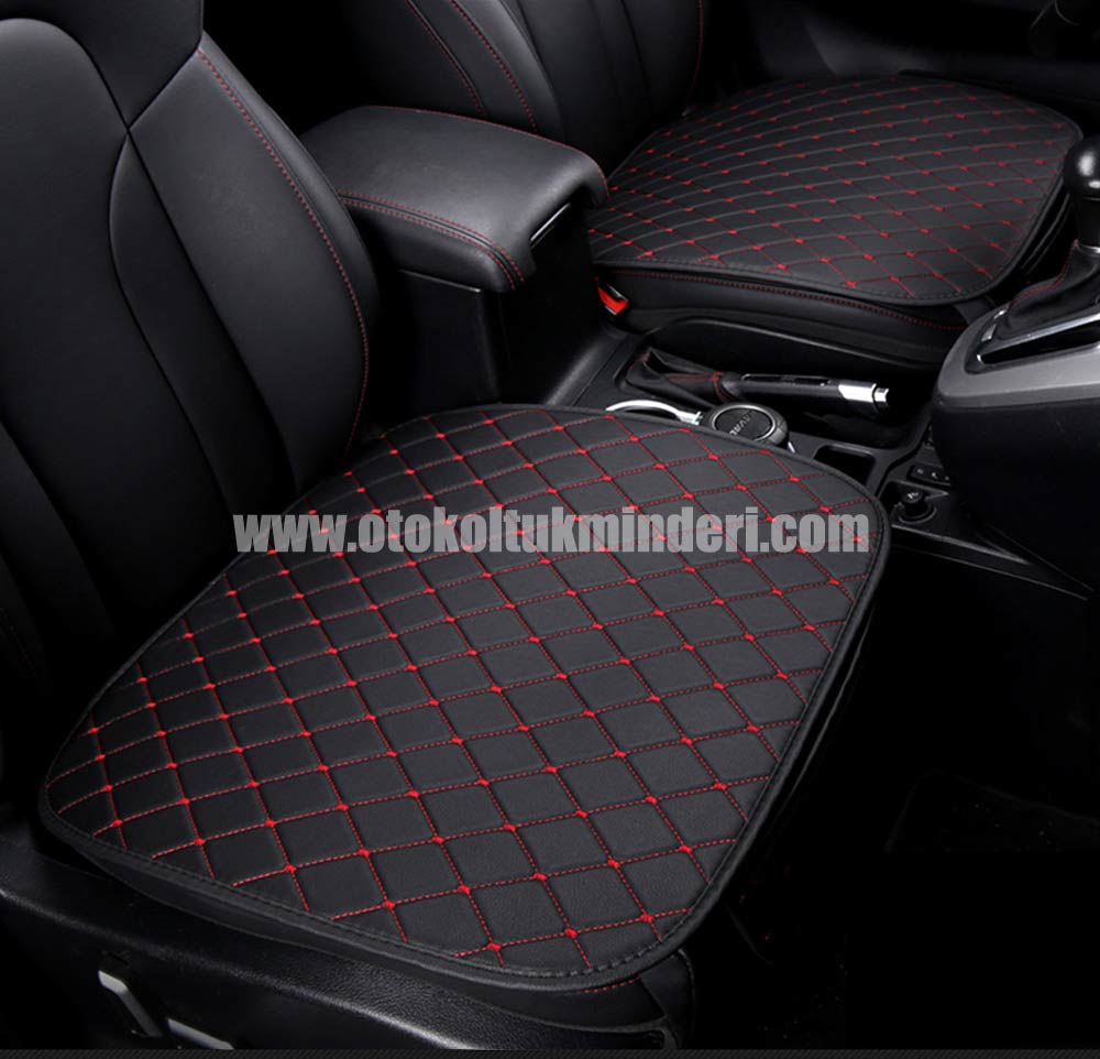 Mitsubishi oto koltuk minderi serme 1 1 - Mitsubishi minder 3lü Serme – Siyah Kırmızı Deri Cepli