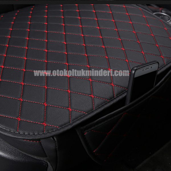 Seat oto koltuk minderi deri 600x600 - Seat minder 3lü Serme – Siyah Kırmızı Deri Cepli